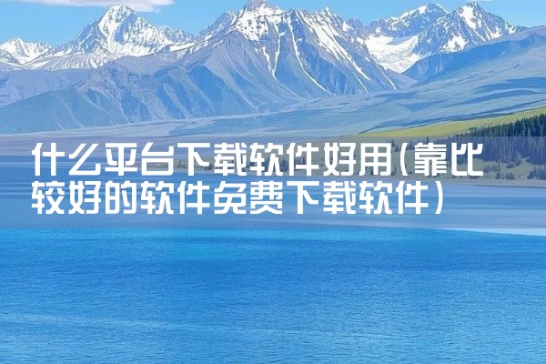 什么平台下载软件好用