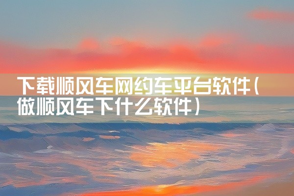 下载顺风车网约车平台软件